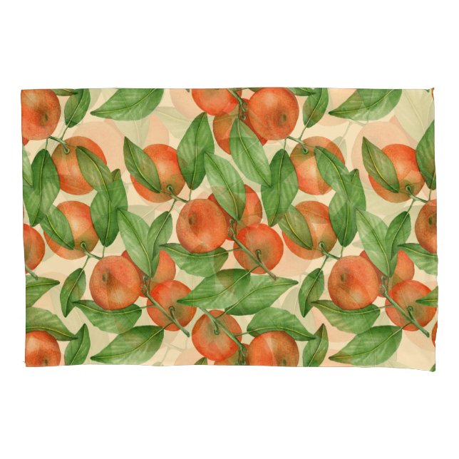 Mandarine Wasserfarbe, nahtlose Fruchtmuster. Kissenbezug (Vorderseite)