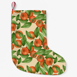 Mandarine Wasserfarbe, nahtlose Fruchtmuster. Kleiner Weihnachtsstrumpf