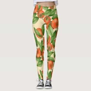 Mandarine Wasserfarbe, nahtlose Fruchtmuster. Leggings