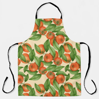 Mandarine Wasserfarbe, nahtlose Fruchtmuster. Schürze