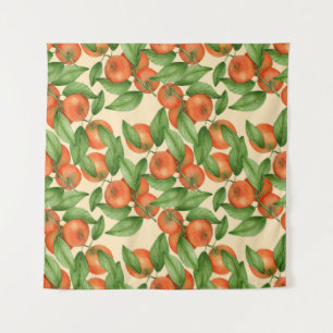 Mandarine Wasserfarbe, nahtlose Fruchtmuster. Wandteppich