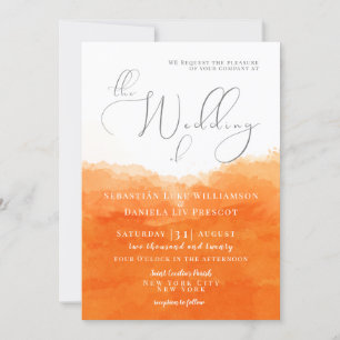 Mandarine Watercolor Hochzeit Einladung