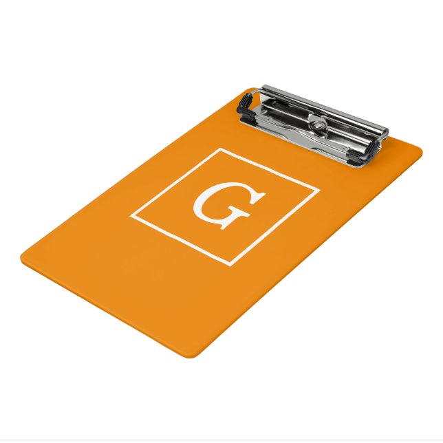 Mandarine Weißes Gerahmtes Anfangsmonogramm Mini Klemmbrett (Gewinkelt3)