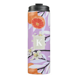 Mandarine Zitrusfrüchte blühende Zweige Blumenoran Thermosbecher