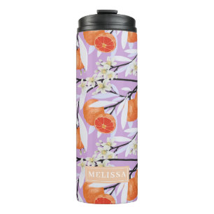 Mandarine Zitrusfrüchte blühende Zweige Blumenoran Thermosbecher