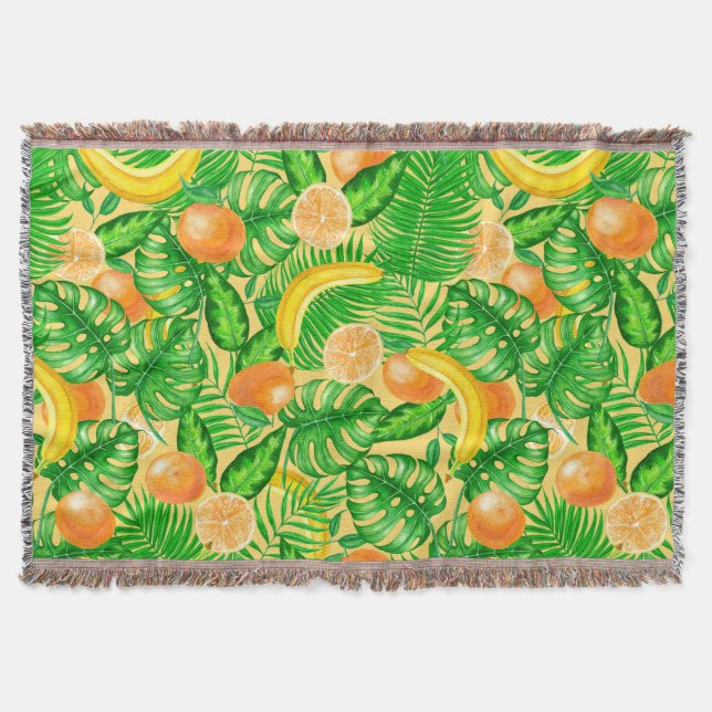 Mandarinen, Bananen und tropische Blätter Decke (Vorderseite)