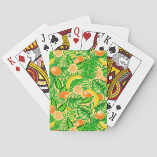 Mandarinen, Bananen und tropische Blätter Spielkarten