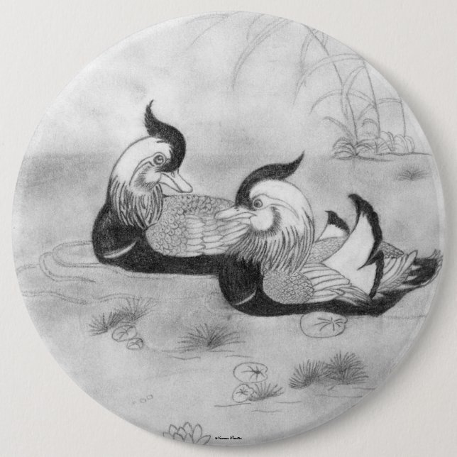 Mandarinen-Enten-Knopf Button (Vorderseite)