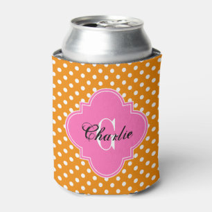 Mandarinen Orange Punkte Hot Pink Vierblatt Name I Dosenkühler