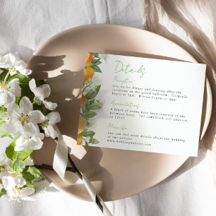 Mandarinen-Orangen-Aquarell-Hochzeitsinfo Begleitkarte