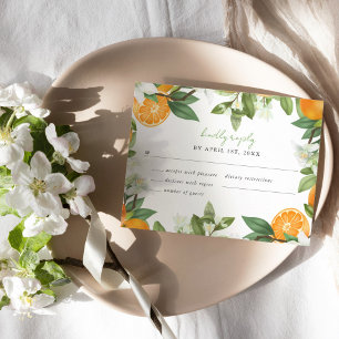 Mandarinen-Orangen-Wasserfarben-Hochzeits-RSVP RSVP Karte