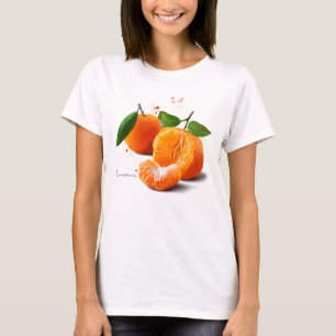 Mandarinen und Splash der Aquarellmalerei T-Shirt