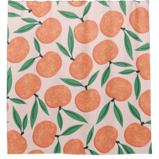 Mandarinen Vintag: Fruchttextur wiederholt. Duschvorhang