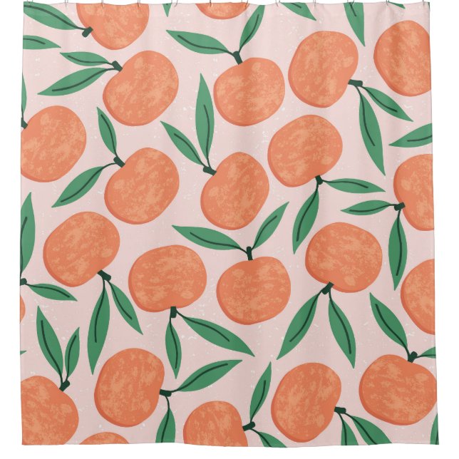 Mandarinen Vintag: Fruchttextur wiederholt. Duschvorhang (Vorderseite)