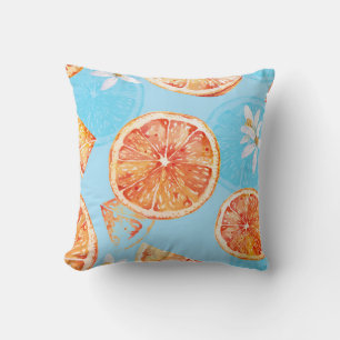 Mandarinen Wasserfarbe: Blue Luxurious Stoff Kissen