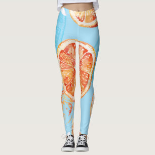 Mandarinen Wasserfarbe: Blue Luxurious Stoff Leggings