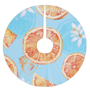 Mandarinen Wasserfarbe: Blue Luxurious Stoff Polyester Weihnachtsbaumdecke