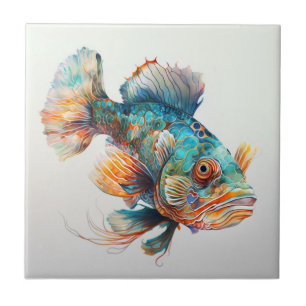 Mandarinenfisch, Wasserfarbe, Keramik Fliese