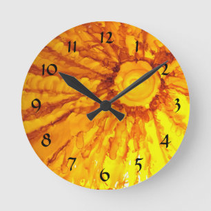 Mandarinesun-Wand-Uhr - mit Zahlen Runde Wanduhr