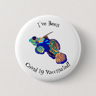 Mandarinfish Cartoon Illustration Button