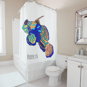 Mandarinfish Cartoon Illustration Duschvorhang