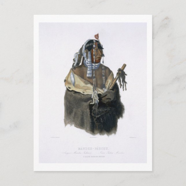 Mandeh-Pahchu, ein junger Mandan-Indianer, platzie Postkarte (Vorderseite)