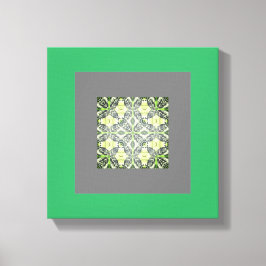 Mandela Abstrakt Original grün und grau Wandkunst Leinwanddruck
