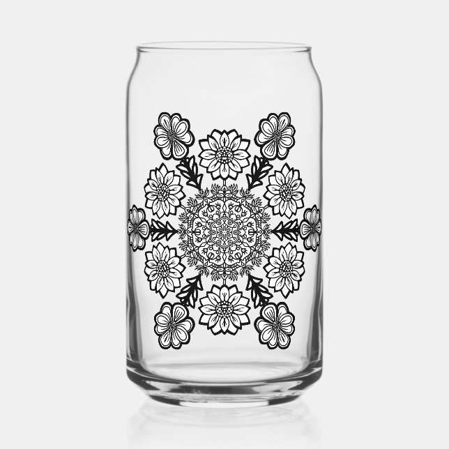 Mandela Blume line art Dosenglas (Vorderseite)