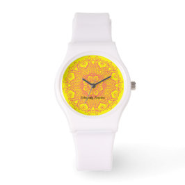 Mandela-Gelb und Lachs-Rosa Armbanduhr