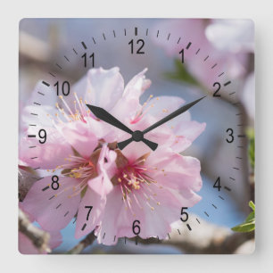 Mandelblüte Quadratische Wanduhr