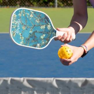 Mandelblüten Benutzerdefinierter Text Pickleball Schläger