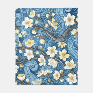 Mandelblüten im Stil von Van Gogh Fleecedecke