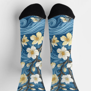 Mandelblüten im Stil von Van Gogh Socken