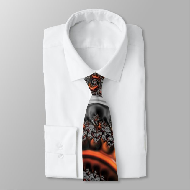 Mandelbrot argenté et orange avec Cravate sphériqu (Attaché)