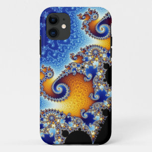 Mandelbrot blaues doppeltes gewundenes Fraktal Case-Mate iPhone Hülle