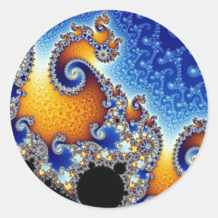 Mandelbrot blaues doppeltes gewundenes Fraktal Runder Aufkleber