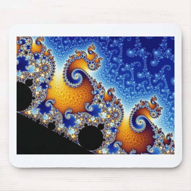 Mandelbrot Blue Double Spiral Fraktal Mousepad (Vorne)