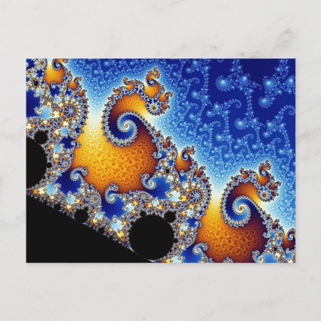 Mandelbrot Blue Double Spiral Fraktal Postkarte (Vorderseite)