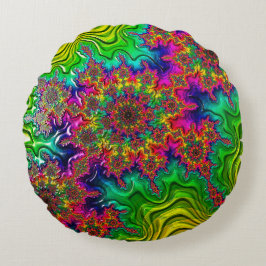 Mandelbrot Color Explosion Round Cushion Rundes Kissen