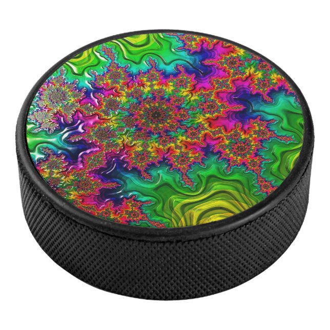 Mandelbrot Colour Explosion Hockey Puck (3/4)