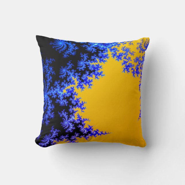 Mandelbrot Fraktal Gold Blue Two Kissen (Vorderseite)