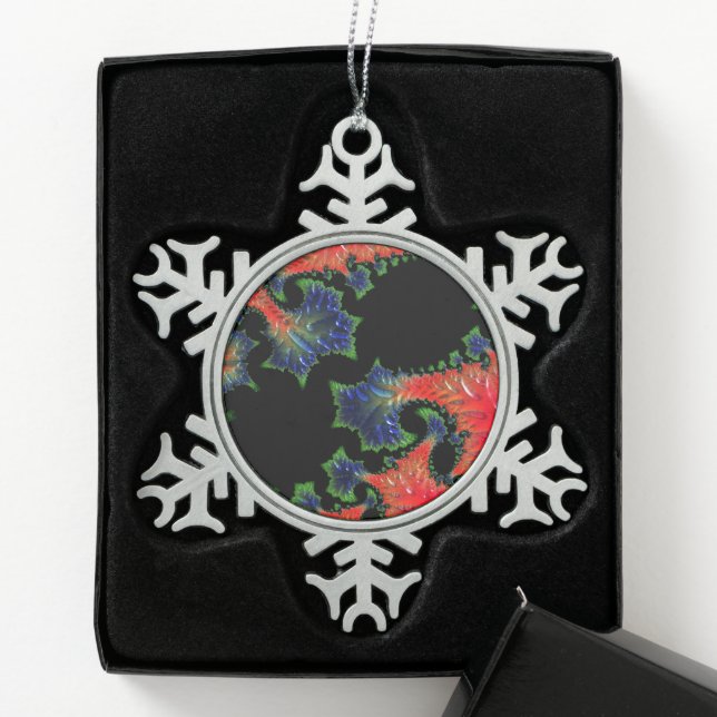 Mandelbrot Garden Pewter Schneeflocken Zinn-Ornament (Box)