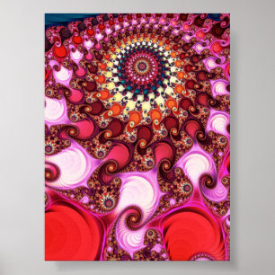 Mandelbrot-Seepferdchen-Tal-Fraktal-Zoom in Magent Poster