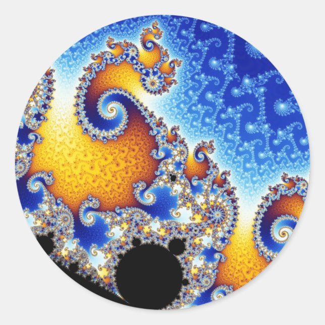 Mandelbrot Set Satellite Double Spiral Fraktal Runder Aufkleber (Vorderseite)