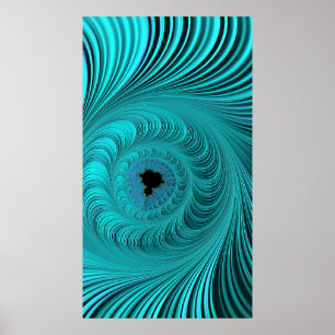 Mandelbrot Whirlpool Aqua Blue Fractal Abstract Poster