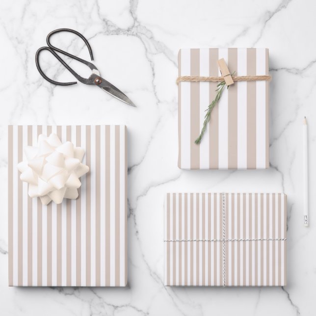 Mandeln und weiße Streifen Geschenkpapier Set (Vorderseite)