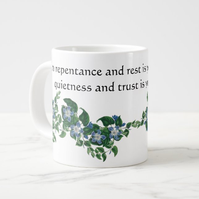 Mandevilla Blume Floral Scripte Jumbo Tasse (Vorderseite Links)