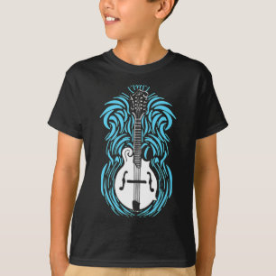 Mandolin Blue Fire Flame Vintag Bluegrass Music F T-Shirt