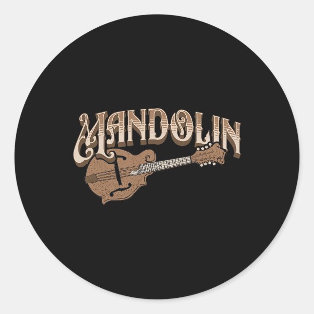 Mandolin Bluegrass Folk Mandolin Player Musi Runder Aufkleber (Vorderseite)