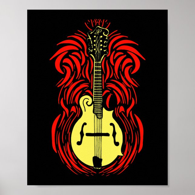 Mandolin Fire Vintag Bluegrass Music Graphic Poster (Vorne)